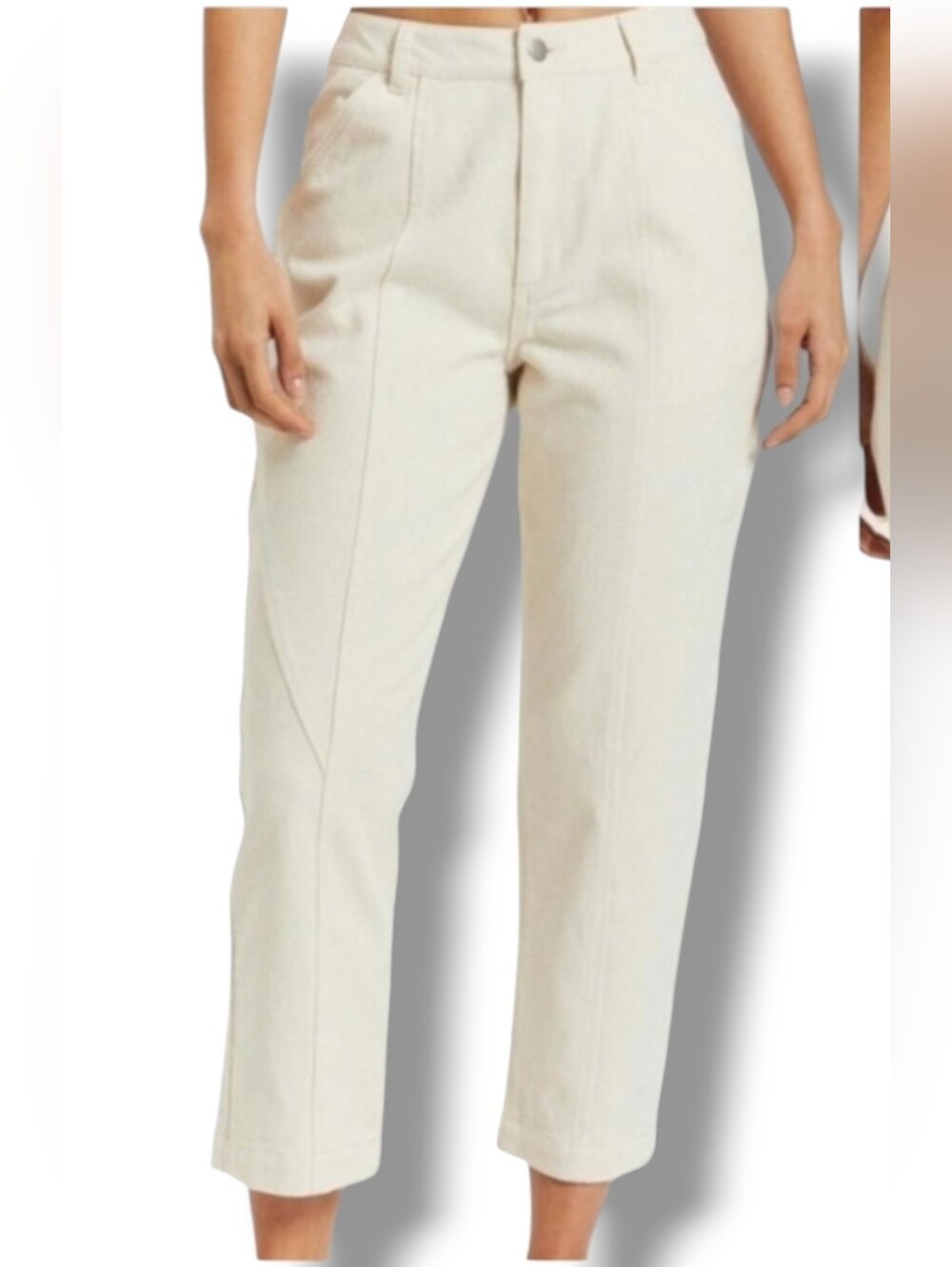 Madewell High-Rise Relaxed Hip Tapered Pant in Cream $128 Size 26
